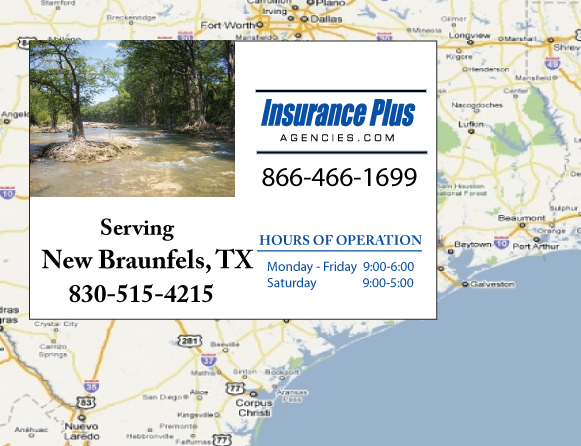 Las Agencias de Insurance Plus de Texas (830)515-4215 son su Agente de Aseguranza de Responsabilidad Civil para Daños a Terceros para Carros en New Braunfels, Texas.