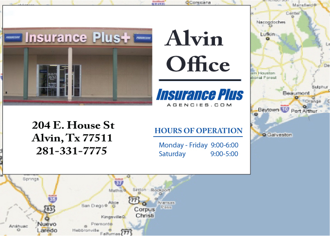 Insurance Plus Agencies of Texas (281)331-7775 is your Full Coverage Car Insurance Agent in Alvin, Texas.
