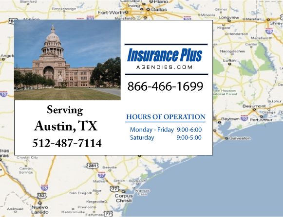 Las Agencias de Insurance Plus de Texas (512)487-7114 son su Agente de Aseguranza de Responsabilidad Civil para Daños a Terceros para Carros en Austin, Texas.