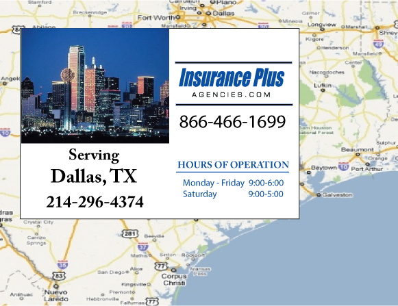 Las Agencias de Insurance Plus de Texas (214)296-4374 son su Agente de Aseguranza de Responsabilidad Civil para Daños a Terceros para Carros en Dallas, Texas.