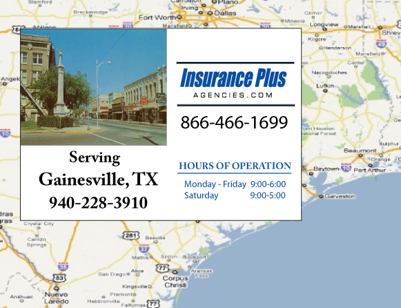 Insurance Plus Agencies of Texas (940)228-3910 is your Car Liability Insurance Agent in Gainesville, Texas.