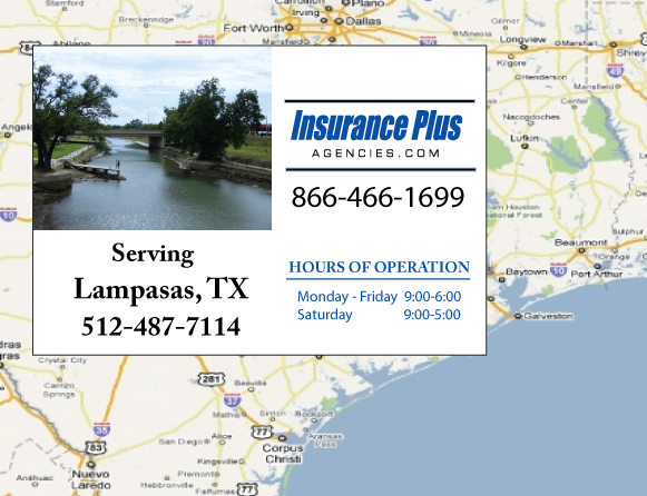 Insurance Plus Agencies (512) 487-7114 is your local Progressive office in Lampasas, TX.