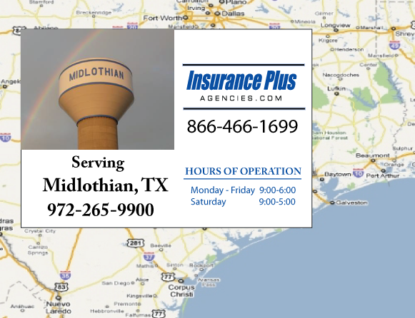 Insurance Plus Agencies of Texas (972)265-9900 is your Progressive SR-22 Insurance Agent in Midlothian, Texas.