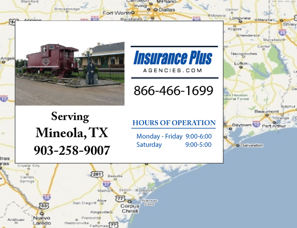 Insurance Plus Agencies of Texas (903)258-9007 is your Progressive SR-22 Insurance Agent in Mineola, Texas.