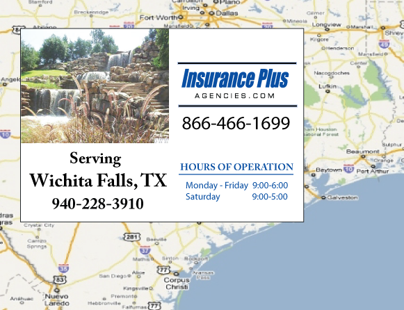Las Agencias de Insurance Plus de Texas (940)228-3910 son su Agente de Aseguranza de Responsabilidad Civil para Daños a Terceros para Carros en Wichita Falls, Texas.