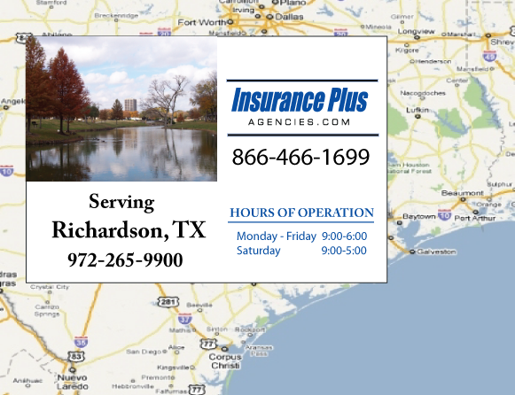 Las Agencias de Insurance Plus de Texas (972)265-9900 son su Agente de Aseguranza de Responsabilidad Civil para Daños a Terceros para Carros en Richardson, Texas.