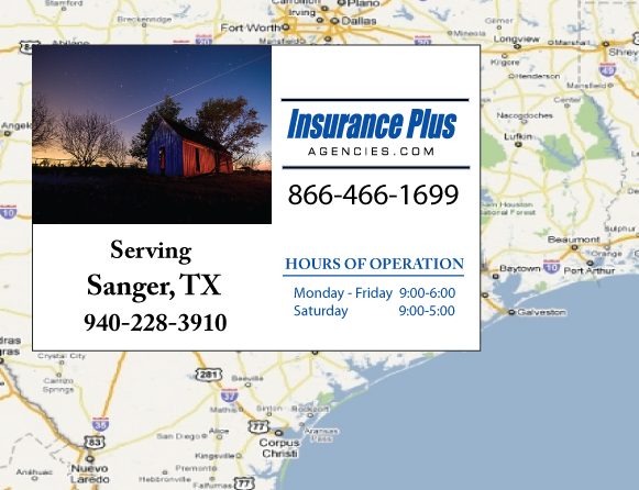 Insurance Plus Agencies of Texas (940) 228-3910 is your Suspended Driver License Insurance Agent in Sanger, Texas.