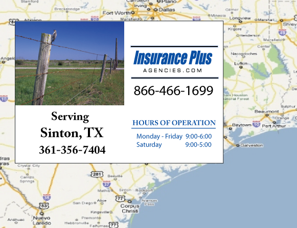 Insurance Plus Agencies of Texas (361)356-7404 is your Full Coverage Car Insurance Agent in Sinton, Texas.