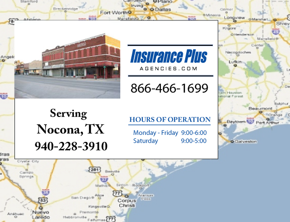 Insurance Plus Agencies of Texas (940)228-3910 is your Car Liability Insurance Agent in Nocona, Texas.