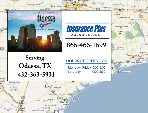 Las Agencias de Insurance Plus de Texas (432)363-5931 son su Agente de Aseguranza de Responsabilidad Civil para Daños a Terceros para Carros en Odessa, Texas.