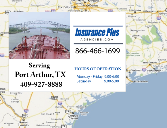 Insurance Plus Agencies of Texas (409)927-8888 is your Commercial Liability Insurance Agency serving Port Arthur, Texas. Call our dedicated agents anytime for a Quote. We are here for you 24/7 to find the Texas Insurance that's right for you.