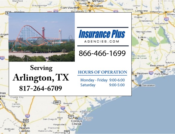 Las Agencias de Insurance Plus de Texas (817)264-6709 son su Agente de Aseguranza de Responsabilidad Civil para Daños a Terceros para Carros en Arlington, Texas.
