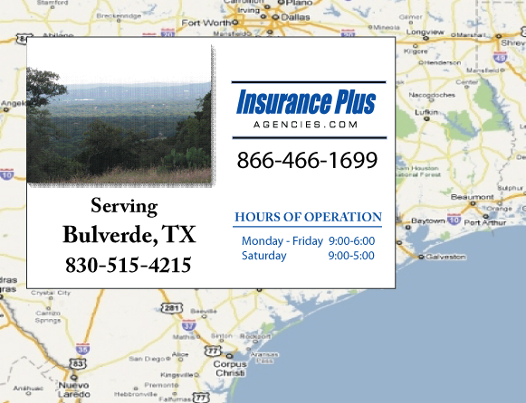 Insurance Plus Agencies of Texas (830)515-4215 is your Commercial Liability Insurance Agency serving Bulverde, Texas. Call our dedicated agents anytime for a Quote. We are here for you 24/7 to find the Texas Insurance that's right for you.