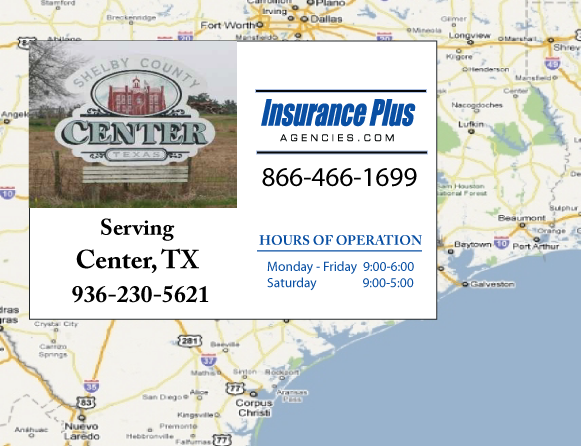Insurance Plus Agencies of Texas (806) 221-2583 is your Progressive Car Insurance Agent in Center, Texas.