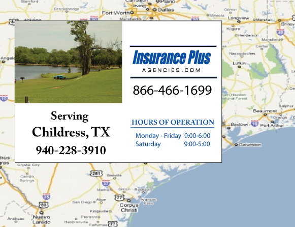 Insurance Plus Agencies of Texas (940) 228-3910 is your Progressive Car Insurance Agent in Childress, Texas.