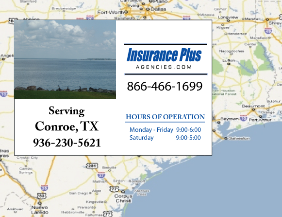 Las Agencias de Insurance Plus de Texas (936)230-5621 son su Agente de Aseguranza de Responsabilidad Civil para Daños a Terceros para Carros en Conroe, Texas.
