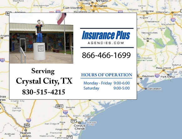 Insurance Plus Agencies of Texas (830)515-4215 is your Progressive Boat, Jet Ski, ATV, Motor Coach, & R.V. Insurance Agent in Crystal City, Texas.