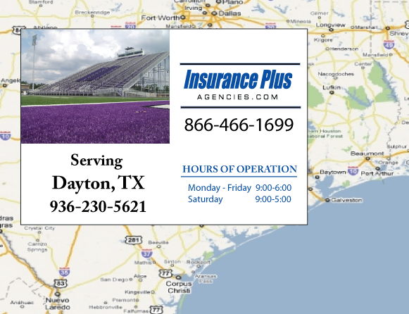 Insurance Plus Agencies of Texas (936) 230-5621 is your Suspended Driver License Insurance Agent in Dayton, Texas.