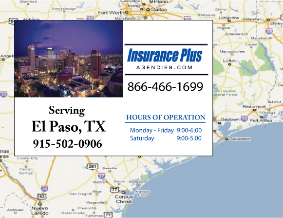 Las Agencias de Insurance Plus de Texas (915)502-0906 son su Agente de Aseguranza de Responsabilidad Civil para Daños a Terceros para Carros en El Paso, Texas.