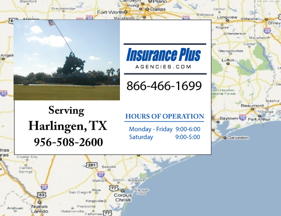 Insurance Plus Agencies (956) 508-2600 is your local Progressive office in Harlingen, TX.