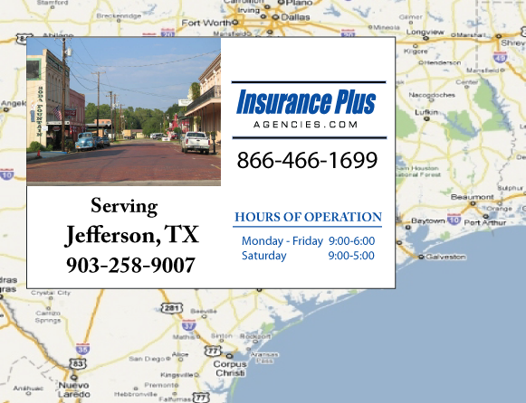 Insurance Plus Agencies of Texas (903)258-9007 is your Suspended Drivers License Insurance Agent in Jefferson, Texas.