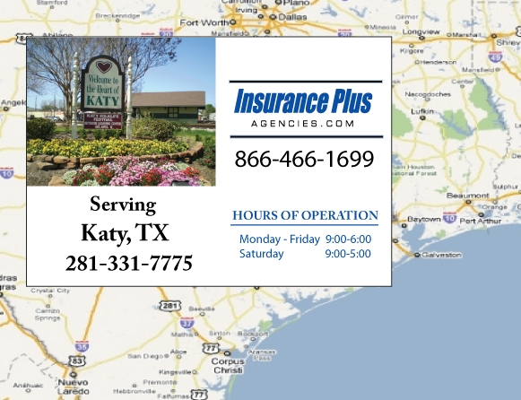 Insurance Plus Agencies of Texas (281)331-7775 is your Commercial Liability Insurance Agency serving Katy, Texas. Call our dedicated agents anytime for a Quote. We are here for you 24/7 to find the Texas Insurance that's right for you.