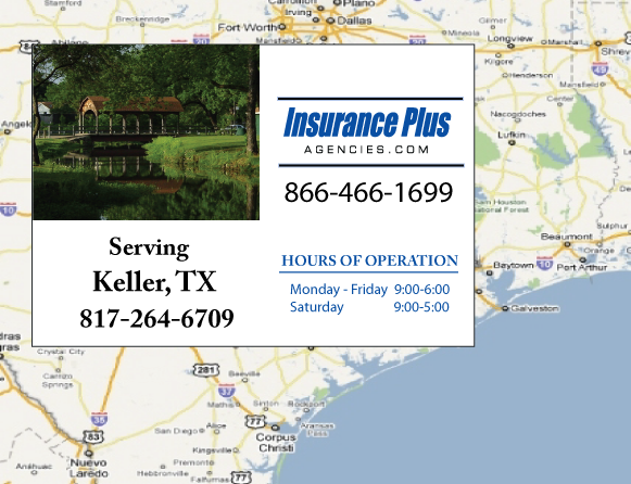 Las Agencias de Insurance Plus de Texas (817)264-6709 son su Agente de Aseguranza de Responsabilidad Civil para Daños a Terceros para Carros en Keller, Texas.