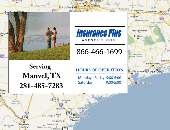 Insurance Plus Agencies of Texas (281)331-7775 is your Commercial Liability Insurance Agency serving Manvel, Texas. Call our dedicated agents anytime for a Quote. We are here for you 24/7 to find the Texas Insurance that's right for you.